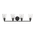 8" Black And Clear Metal and Glass Vanity Flush Mounted Sconce