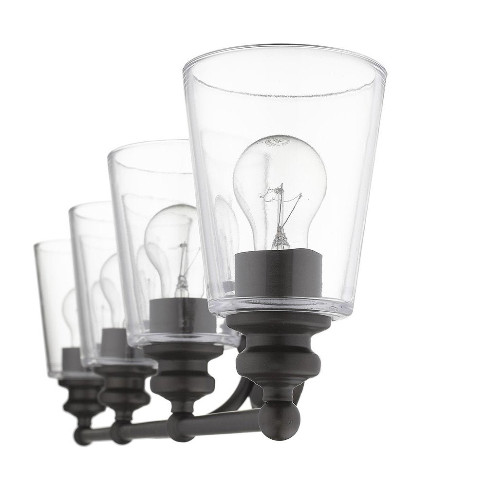 8" Black And Clear Metal and Glass Vanity Flush Mounted Sconce