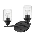 14" Black And Clear Metal and Glass Two Lights Flush Mounted Sconce