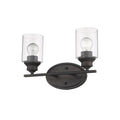 10" Black And Clear Metal and Glass Vanity Flush Mounted Sconce