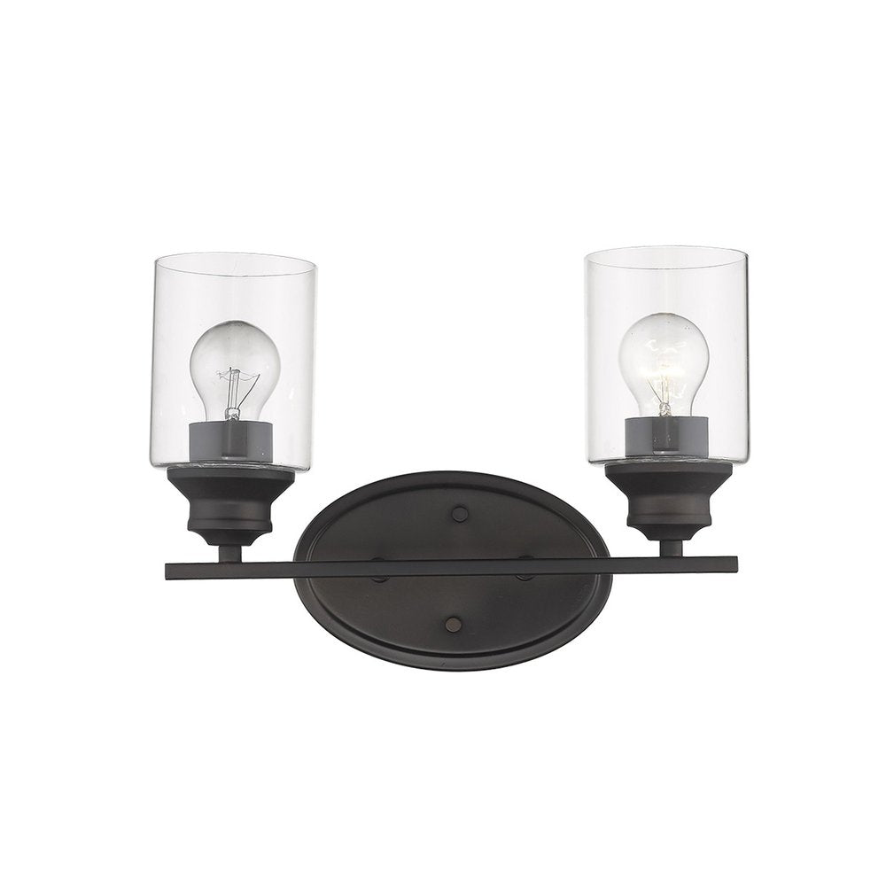 10" Black And Clear Metal and Glass Vanity Flush Mounted Sconce