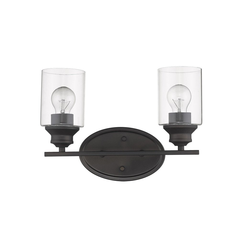 10" Black And Clear Metal and Glass Vanity Flush Mounted Sconce