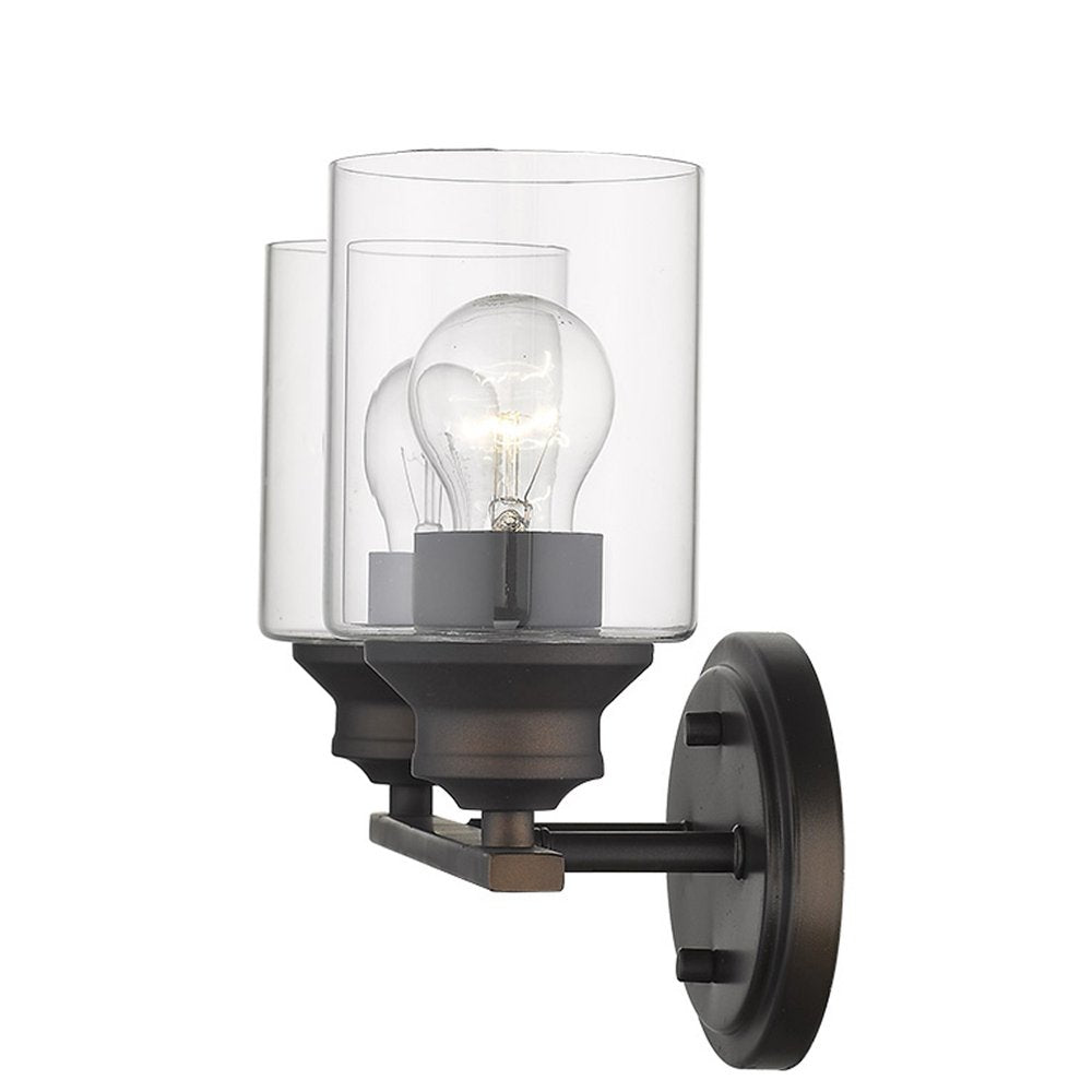 10" Black And Clear Metal and Glass Vanity Flush Mounted Sconce