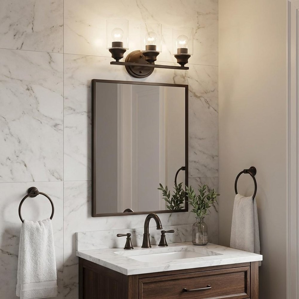 10" Black And Clear Metal and Glass Vanity Flush Mounted Sconce