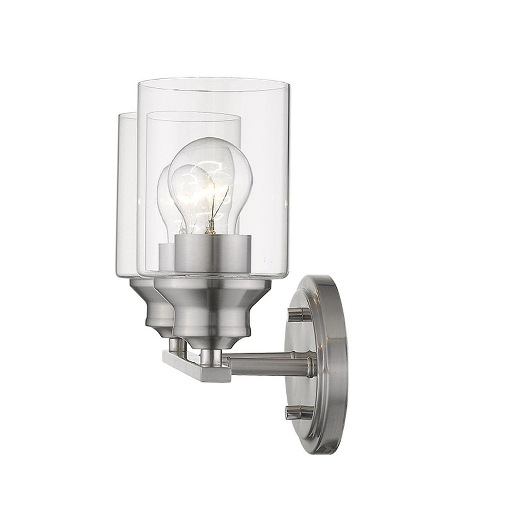 10" Silver And Clear Metal and Glass Vanity Flush Mounted Sconce