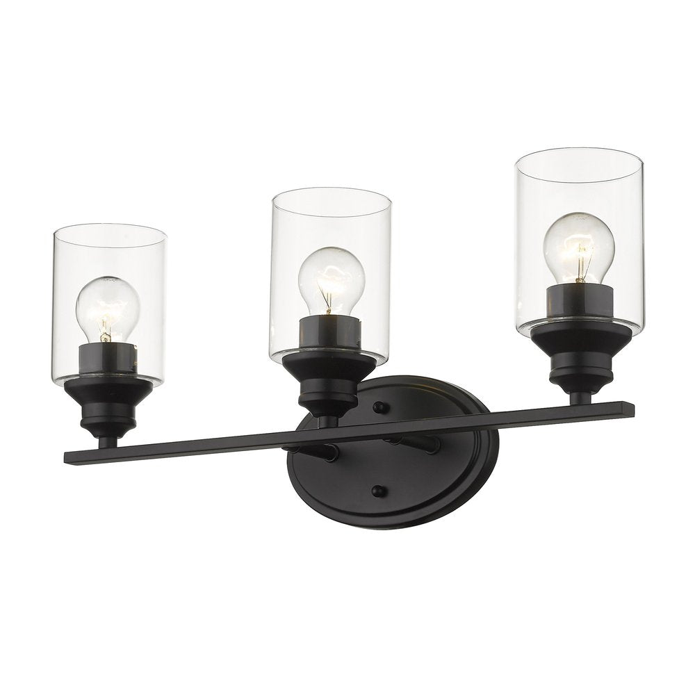 10" Black And Clear Metal and Glass Vanity Flush Mounted Sconce