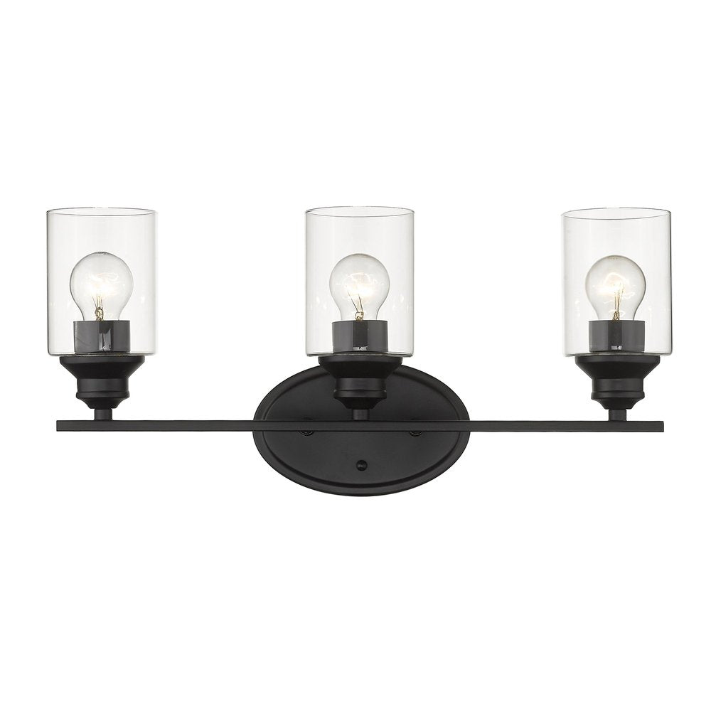 10" Black And Clear Metal and Glass Vanity Flush Mounted Sconce