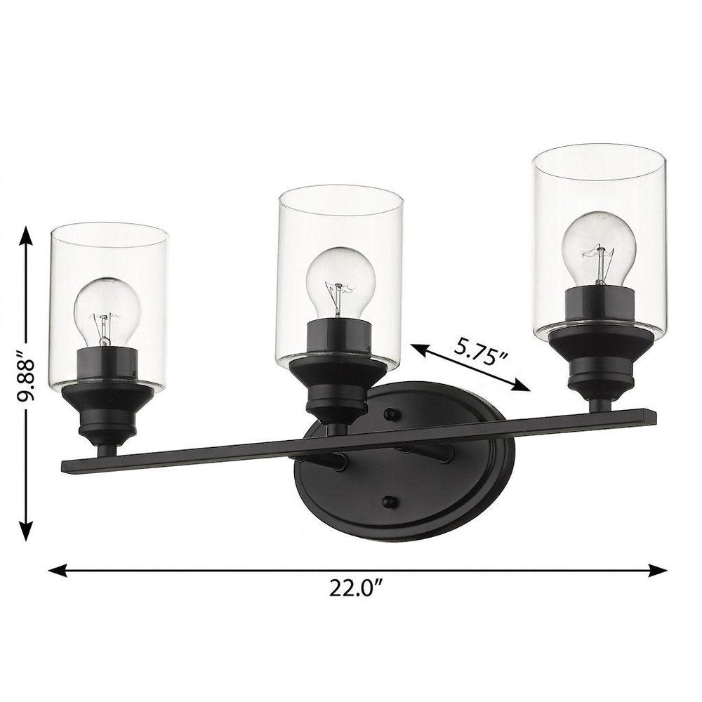 10" Black And Clear Metal and Glass Vanity Flush Mounted Sconce
