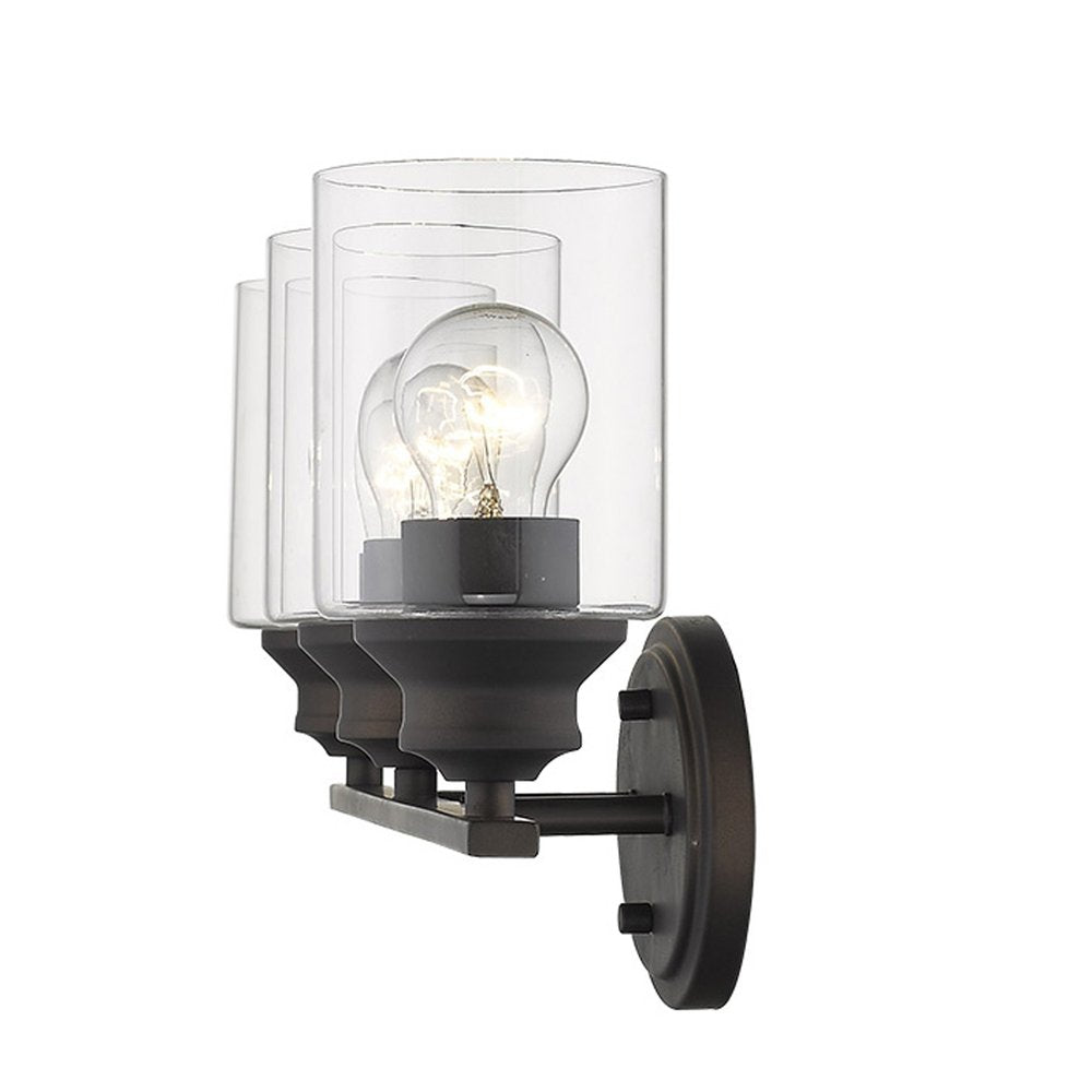 10" Clear And Bronze Metal and Glass Vanity Flush Mounted Sconce