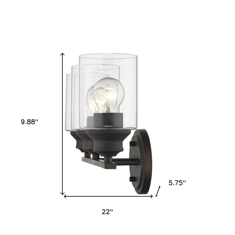 10" Clear And Bronze Metal and Glass Vanity Flush Mounted Sconce