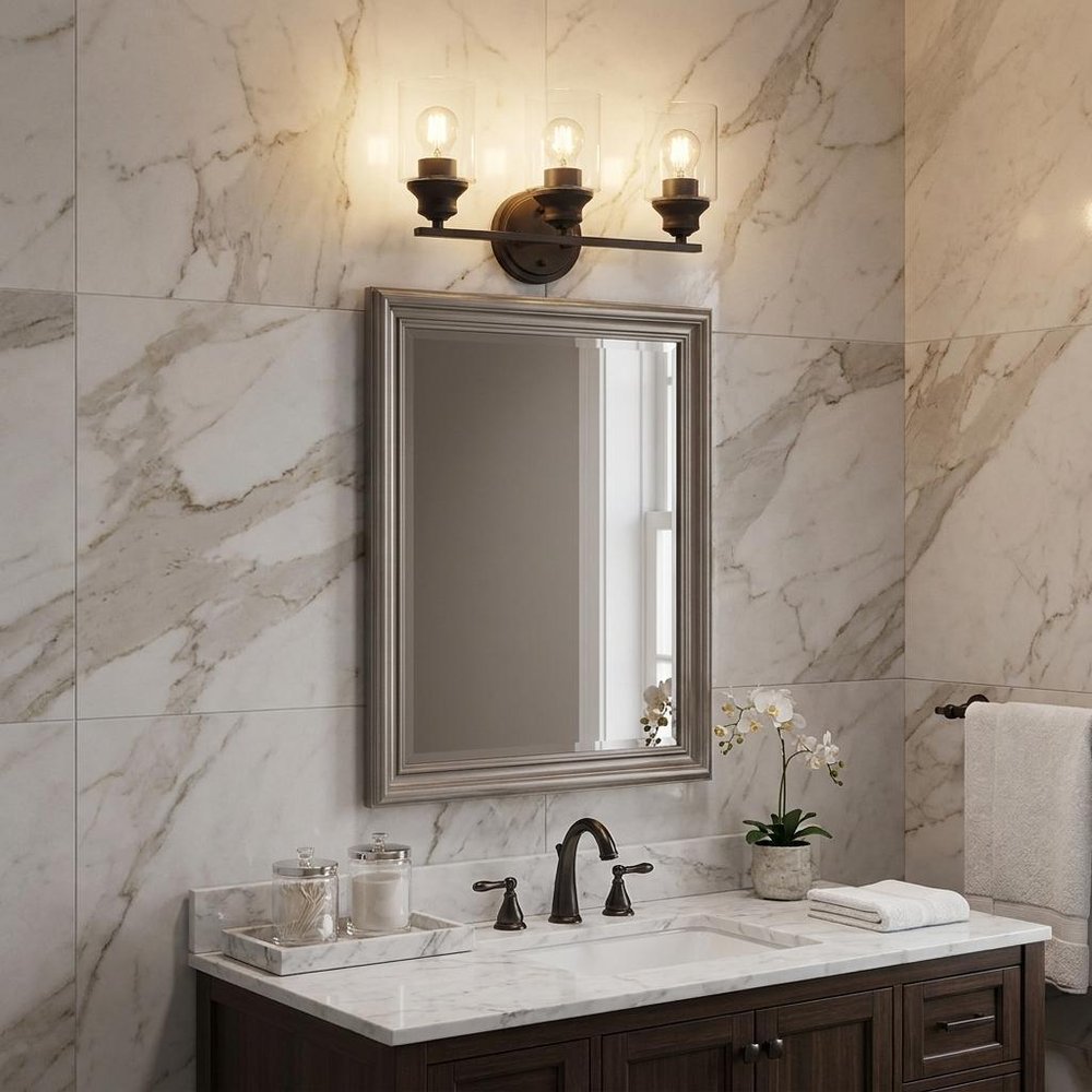 10" Clear And Bronze Metal and Glass Vanity Flush Mounted Sconce