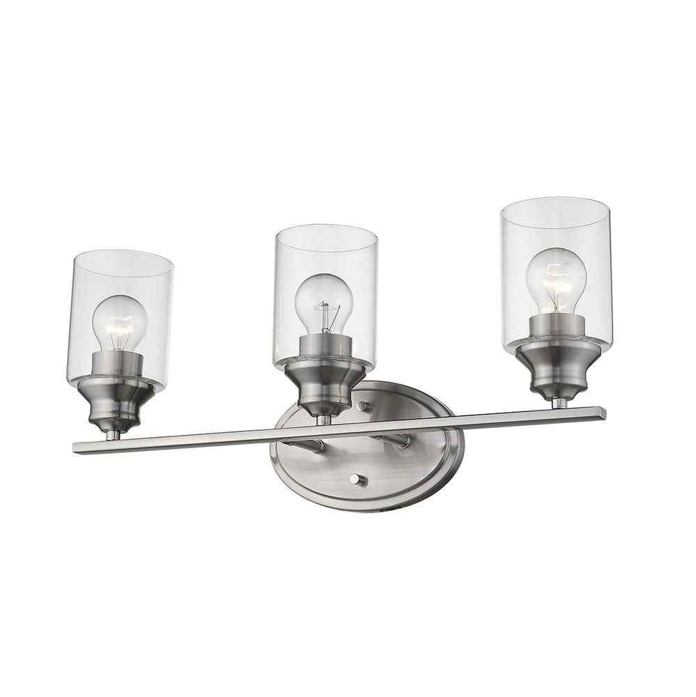 10" Clear And Silver Metal and Glass Vanity Flush Mounted Sconce. Wall light isolated on a plain white background, in a silver glass finish.
