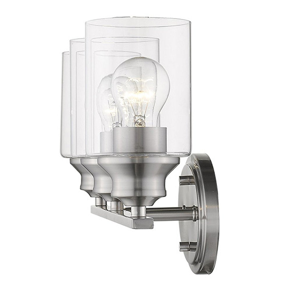 10" Clear And Silver Metal and Glass Vanity Flush Mounted Sconce