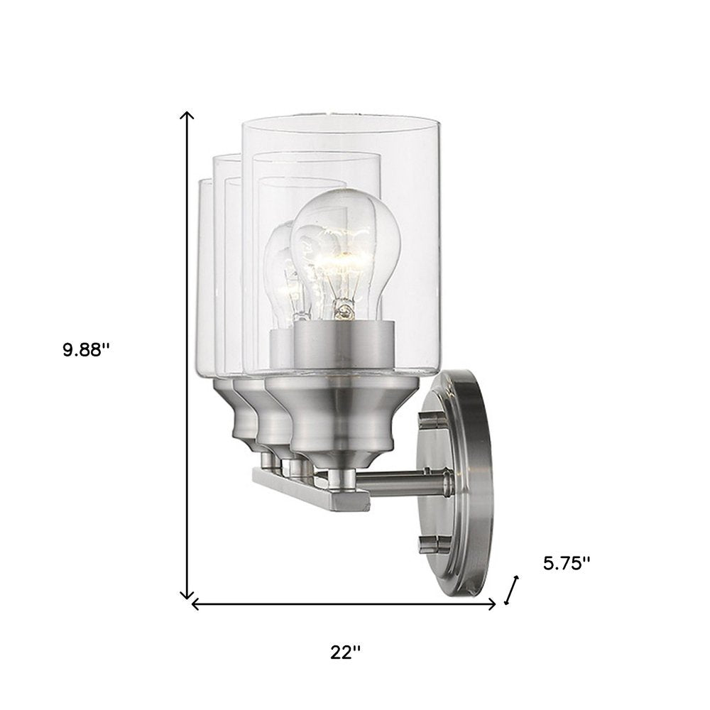 10" Clear And Silver Metal and Glass Vanity Flush Mounted Sconce