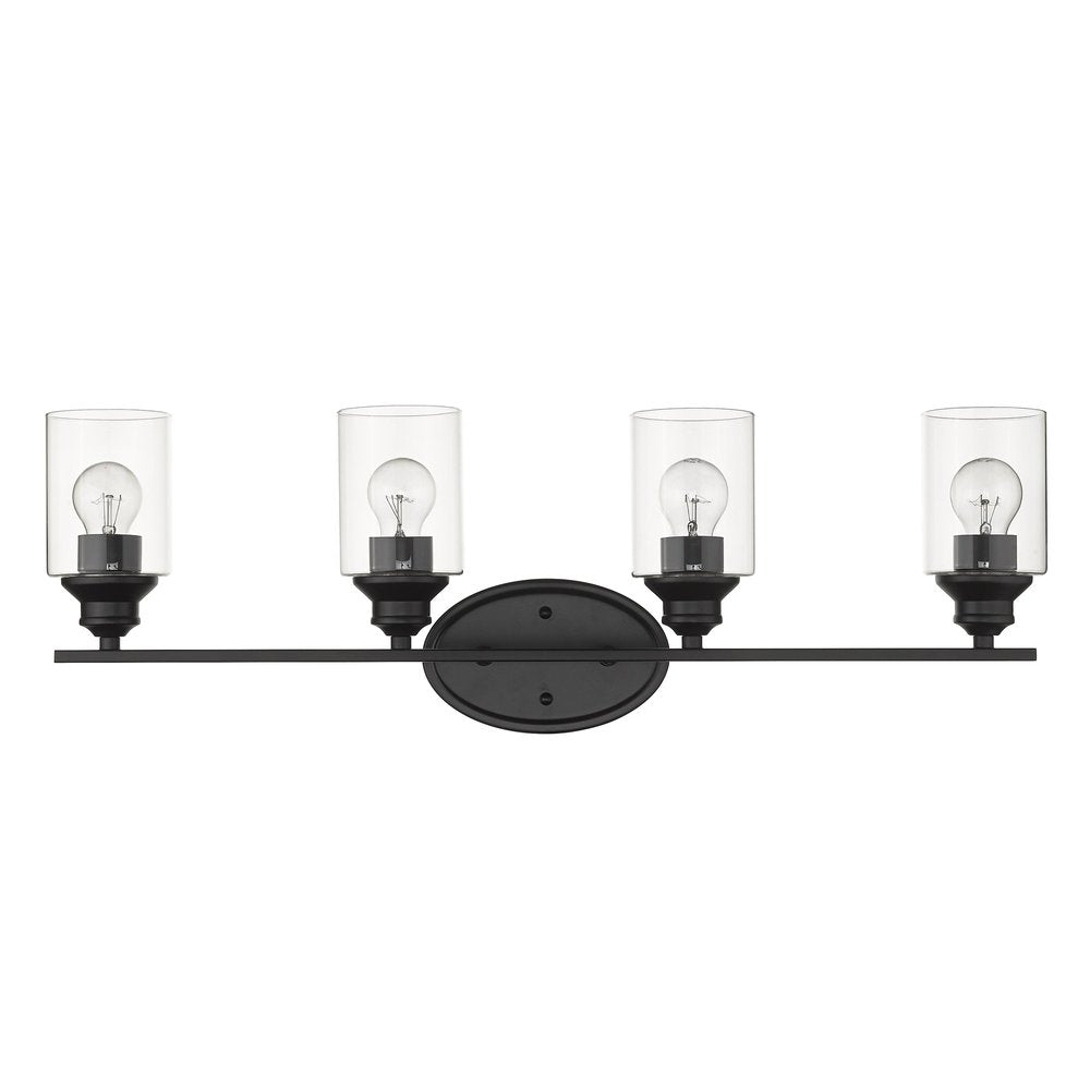 10" Black And Clear Metal Vanity Flush Mounted Sconce