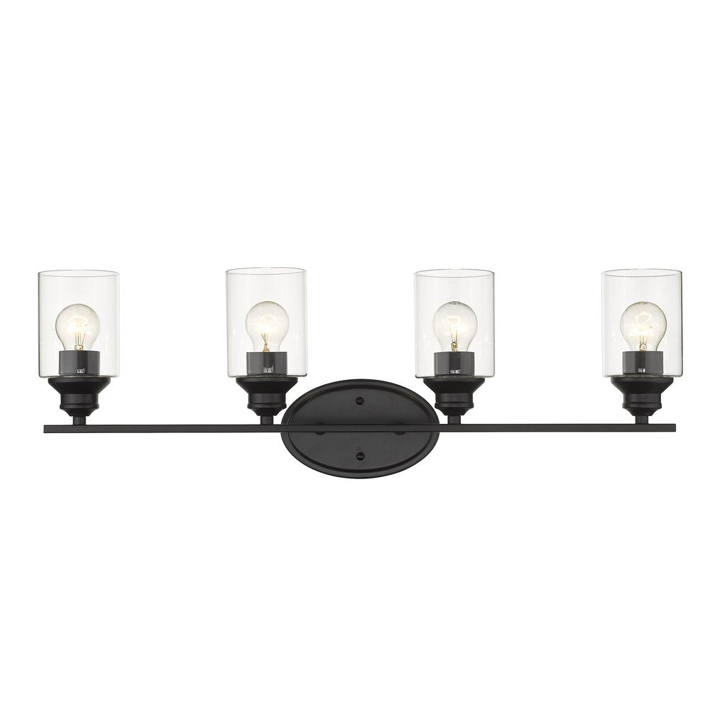 10" Black And Clear Metal Vanity Flush Mounted Sconce