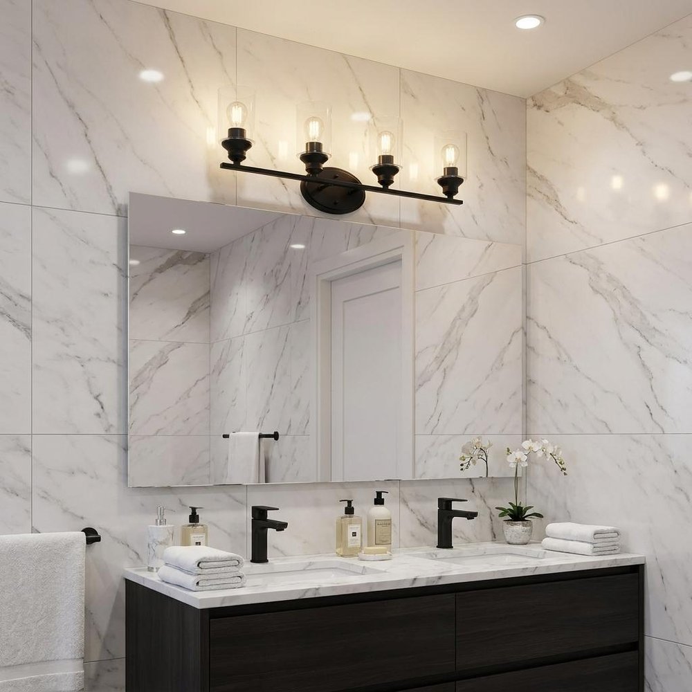 10" Black And Clear Metal Vanity Flush Mounted Sconce