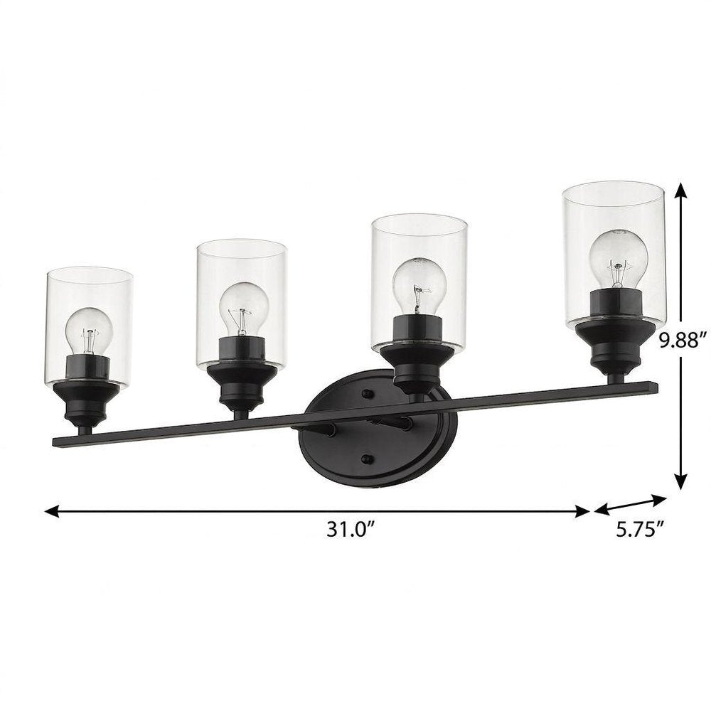 10" Black And Clear Metal Vanity Flush Mounted Sconce
