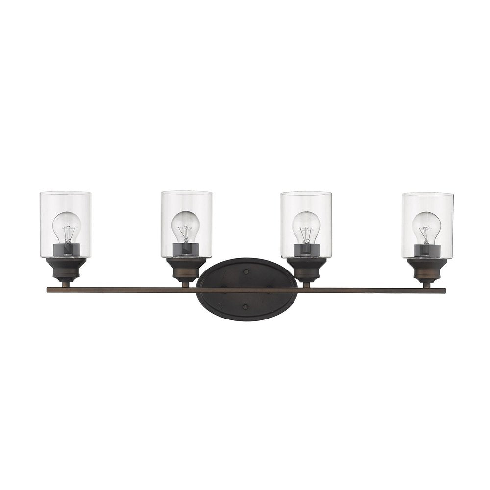 10" Black And Clear Metal and Glass Vanity Flush Mounted Sconce. Wall light isolated on a plain white background, finished in black glass.