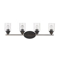 10" Black And Clear Metal and Glass Vanity Flush Mounted Sconce