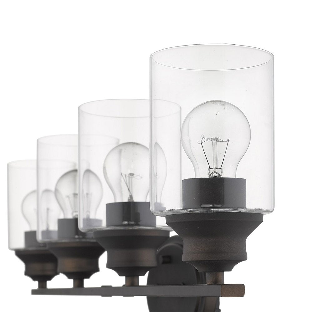 10" Black And Clear Metal and Glass Vanity Flush Mounted Sconce