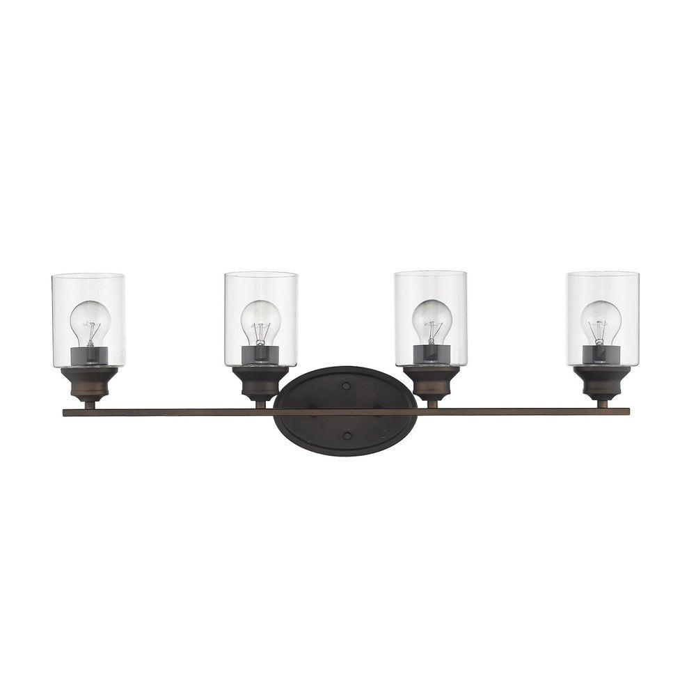 10" Black And Clear Metal and Glass Vanity Flush Mounted Sconce