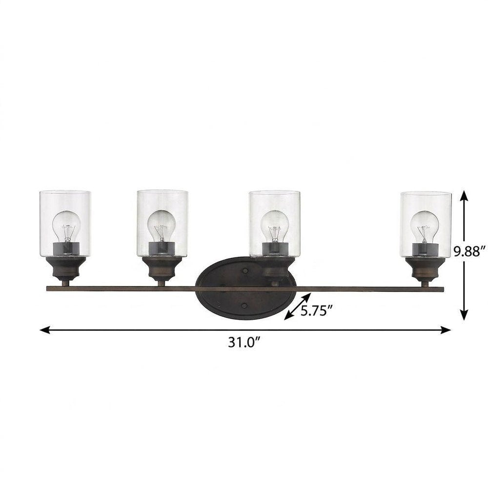 10" Black And Clear Metal and Glass Vanity Flush Mounted Sconce