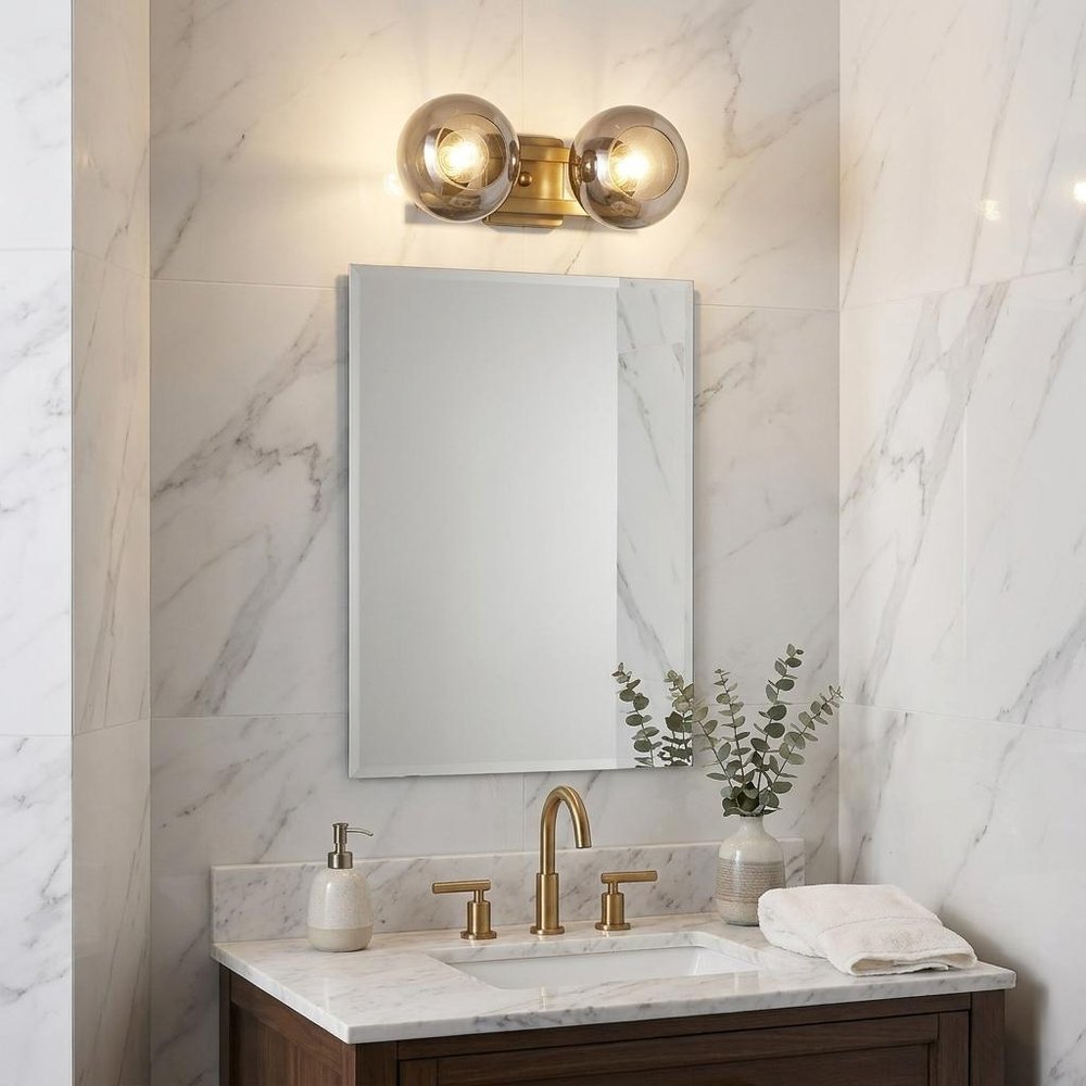 9" Smoky Black And Brass Metal Vanity Flush Mounted Sconce