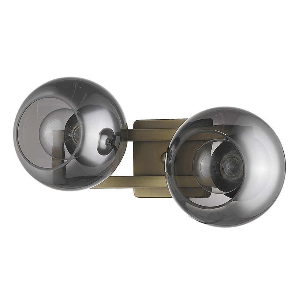 9" Smoky Black And Brass Metal Vanity Flush Mounted Sconce