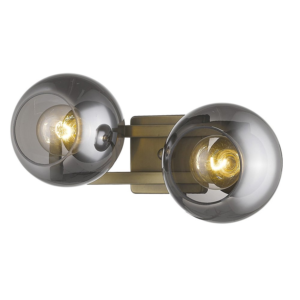 9" Smoky Black And Brass Metal Vanity Flush Mounted Sconce