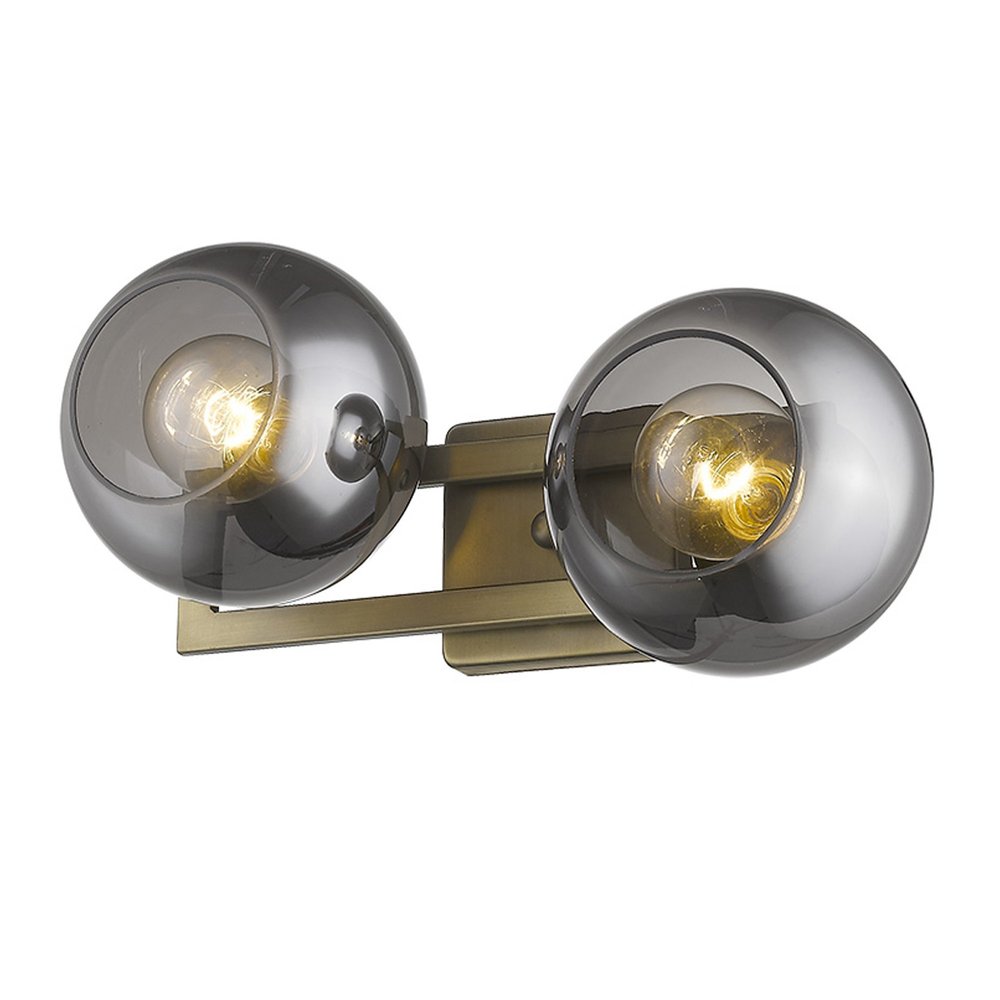 9" Smoky Black And Brass Metal Vanity Flush Mounted Sconce