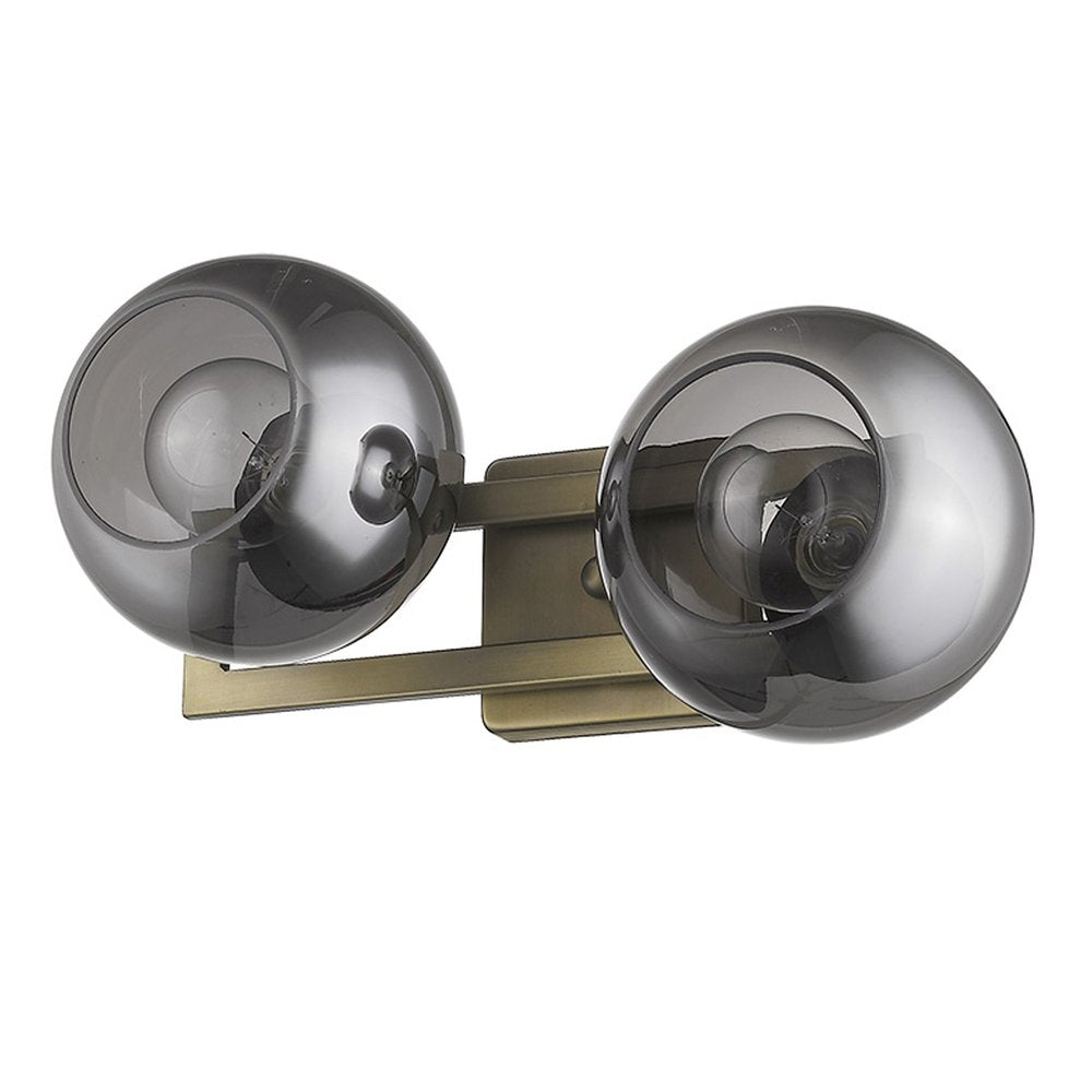 9" Smoky Black And Brass Metal Vanity Flush Mounted Sconce