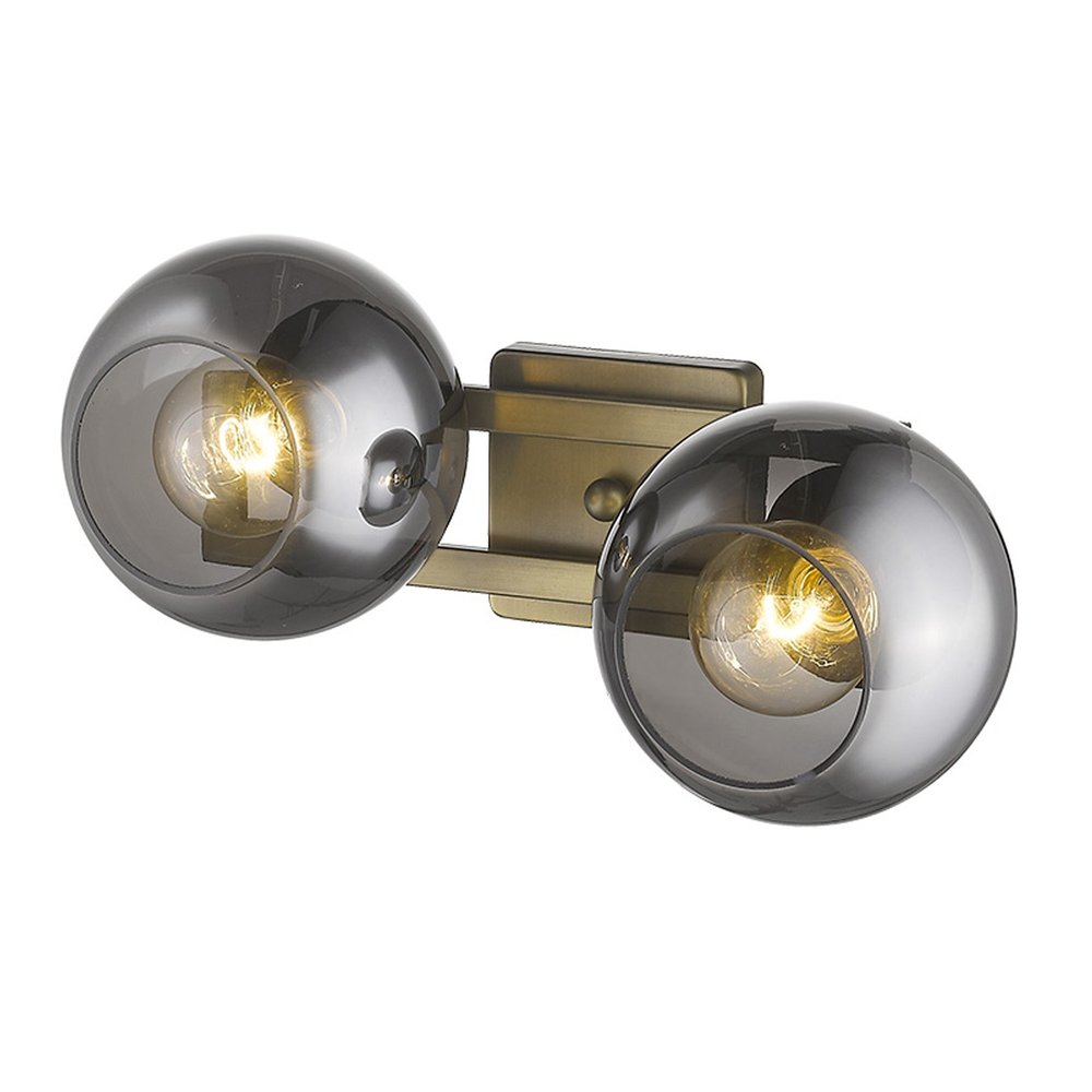9" Smoky Black And Brass Metal Vanity Flush Mounted Sconce