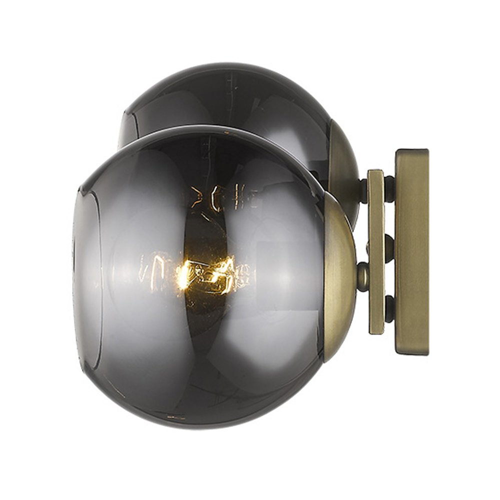 9" Smoky Black And Brass Metal Vanity Flush Mounted Sconce