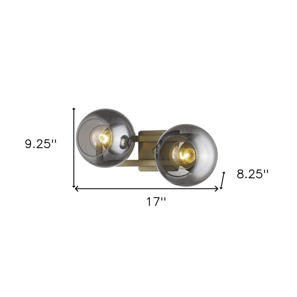 9" Smoky Black And Brass Metal Vanity Flush Mounted Sconce