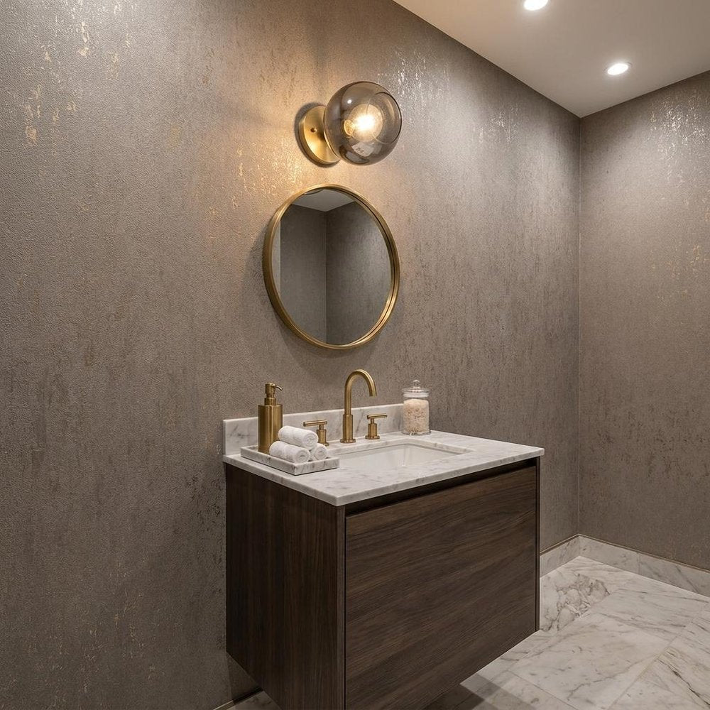 Gold and Smoked Glass Wall Light