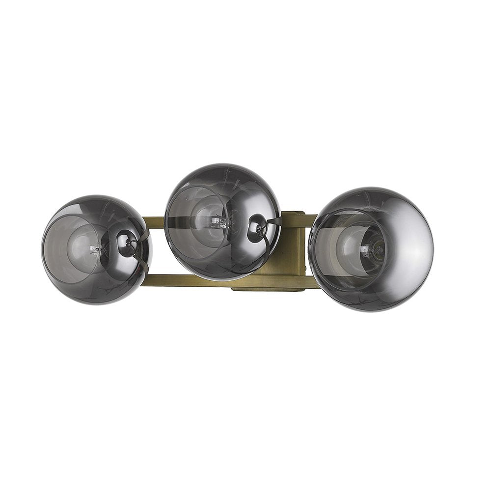 9" Smoky Black And Brass Metal Vanity Flush Mounted Sconce