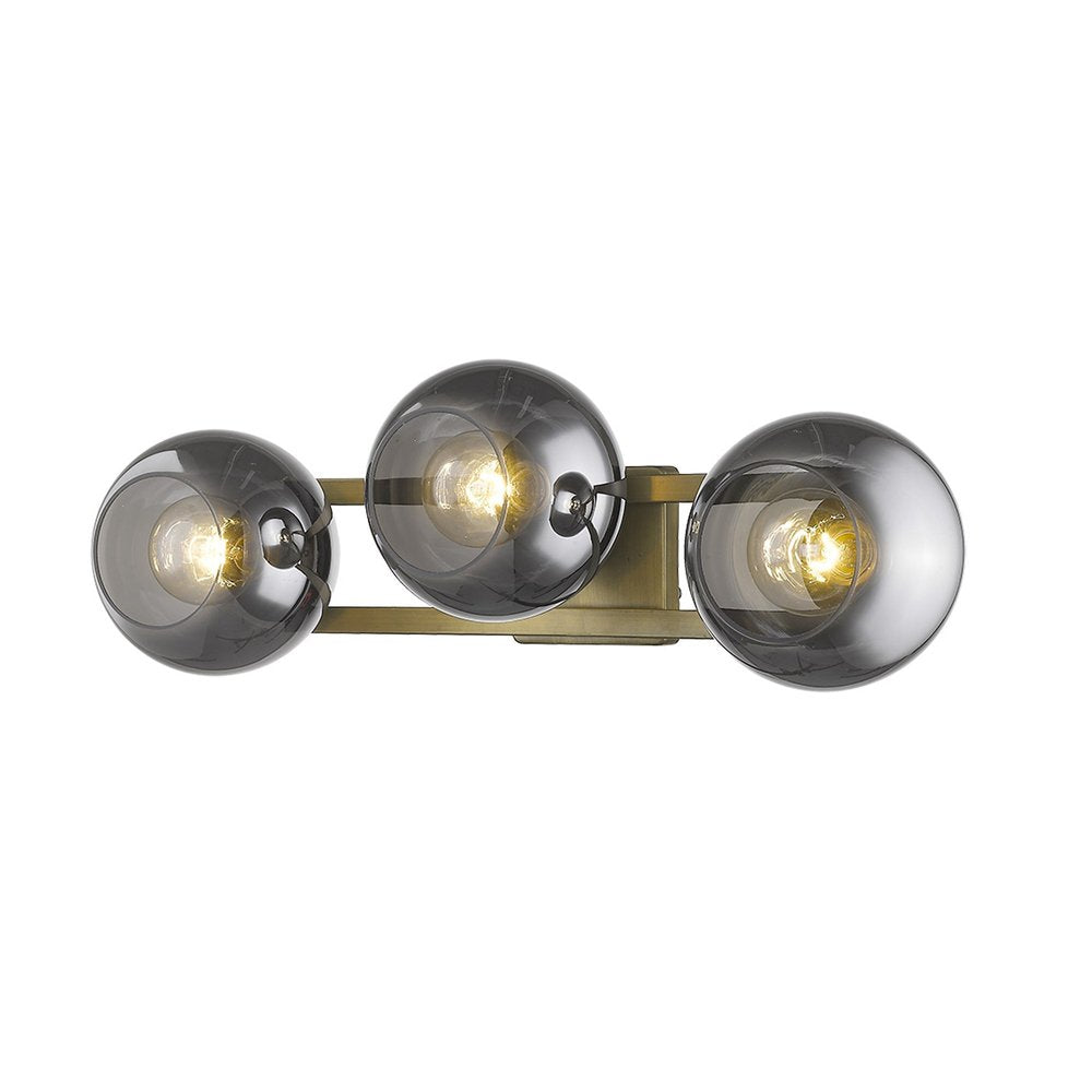9" Smoky Black And Brass Metal Vanity Flush Mounted Sconce