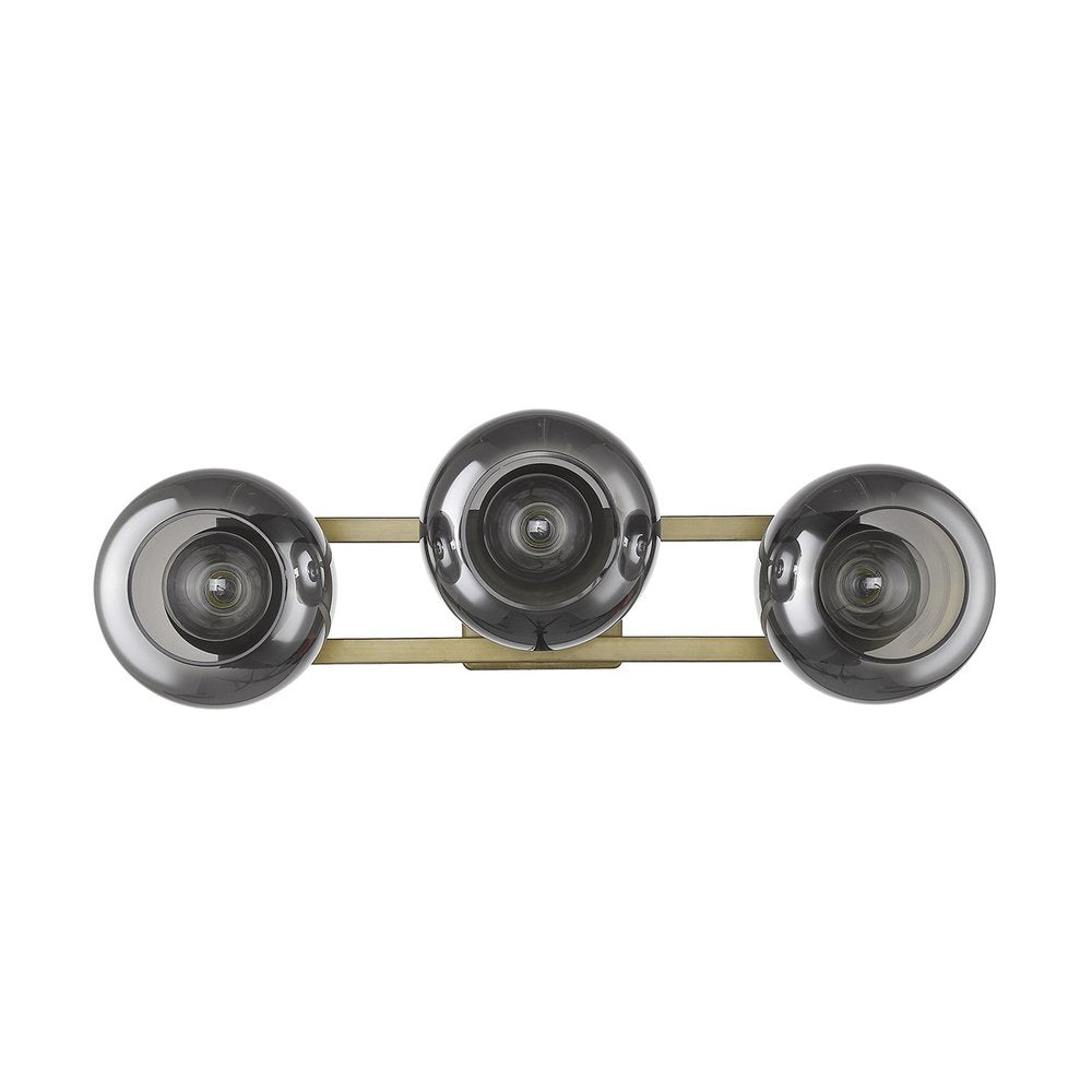 9" Smoky Black And Brass Metal Vanity Flush Mounted Sconce