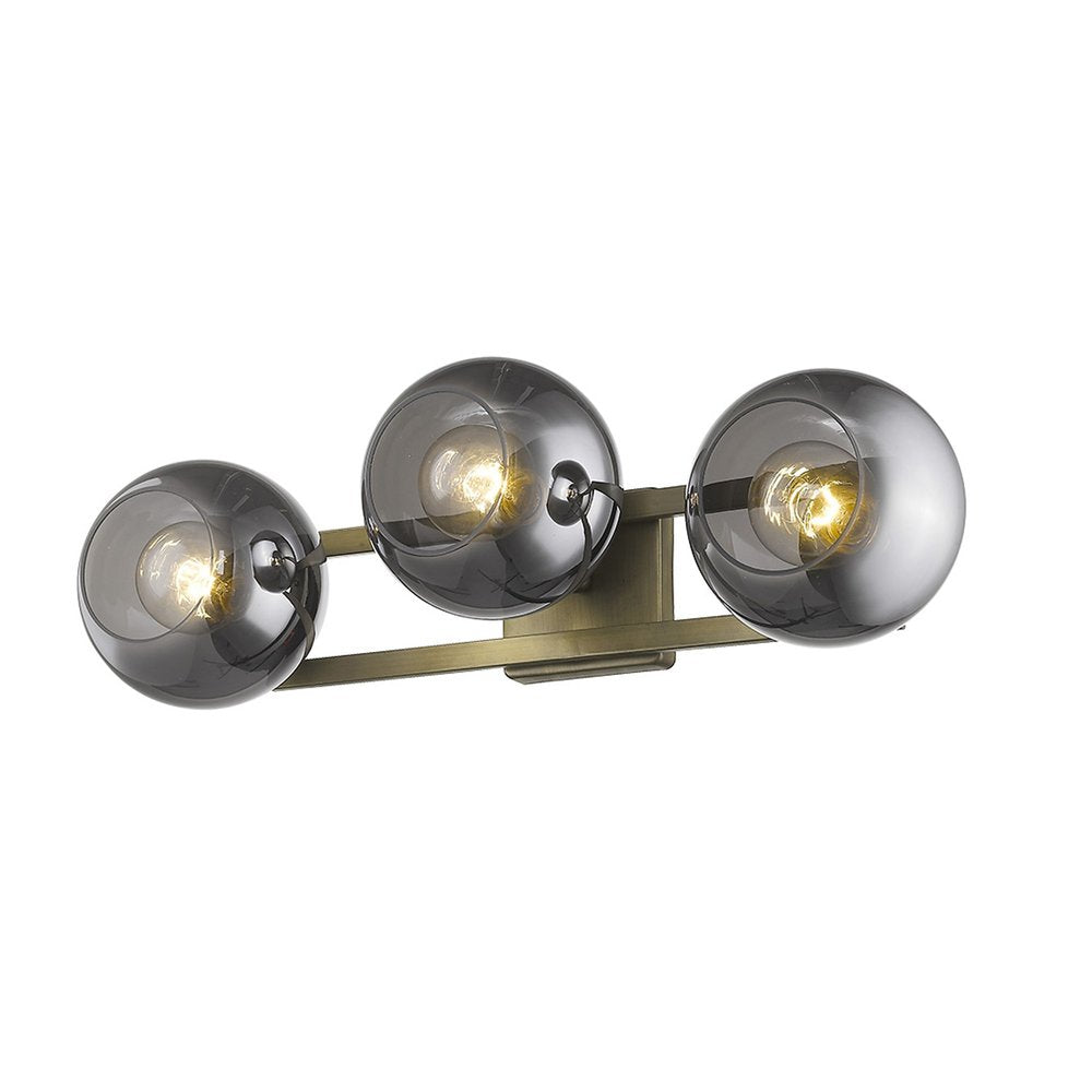 9" Smoky Black And Brass Metal Vanity Flush Mounted Sconce