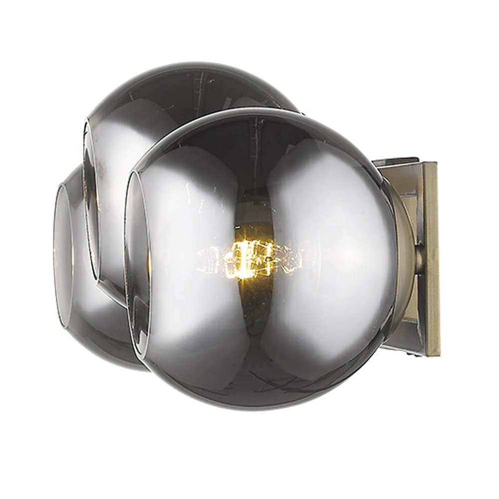 9" Smoky Black And Brass Metal Vanity Flush Mounted Sconce