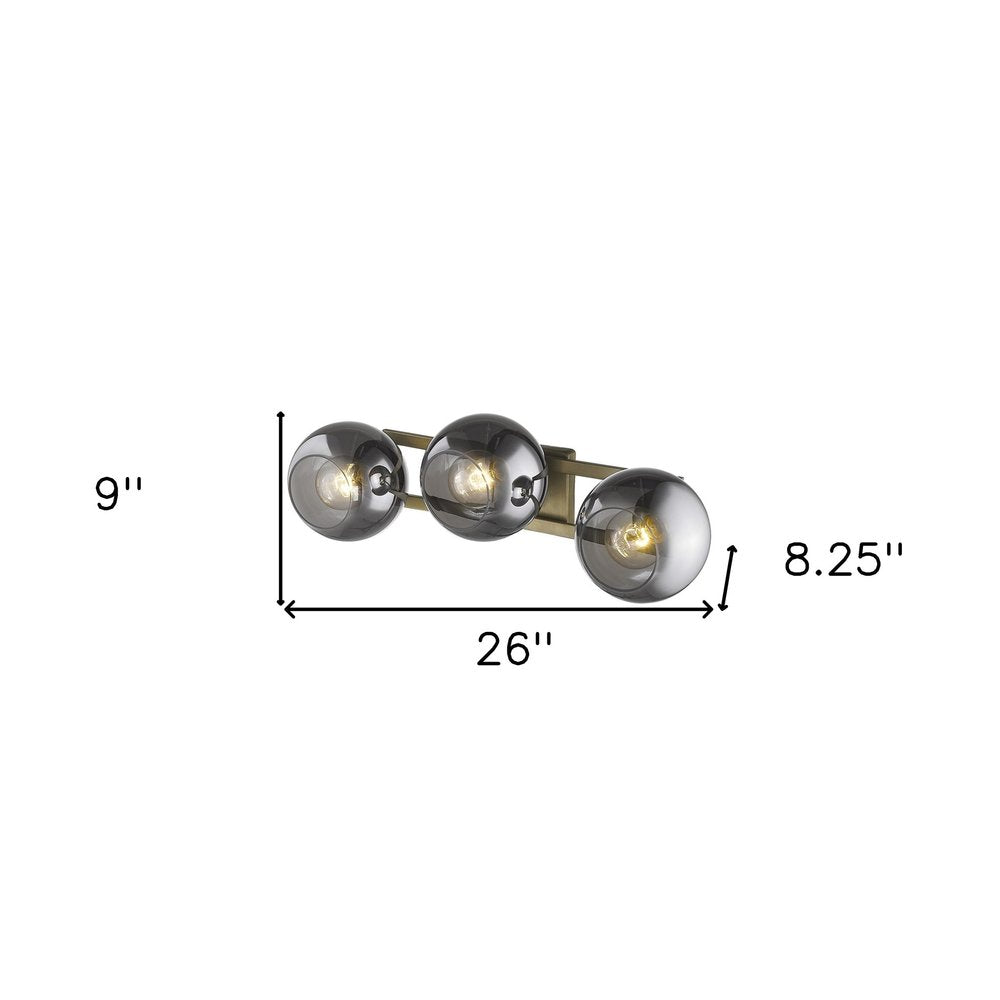 9" Smoky Black And Brass Metal Vanity Flush Mounted Sconce
