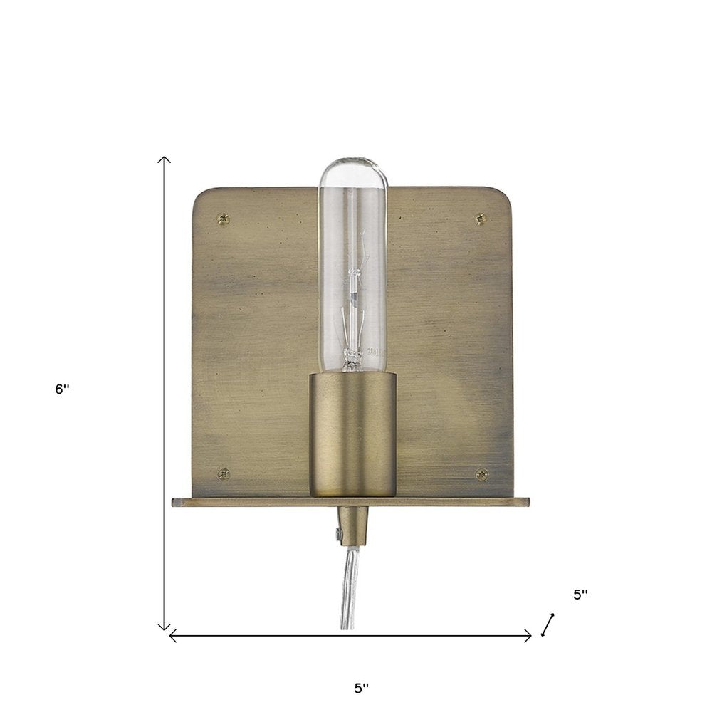 Petite Dull Gold Shelf Wall Light on a white background