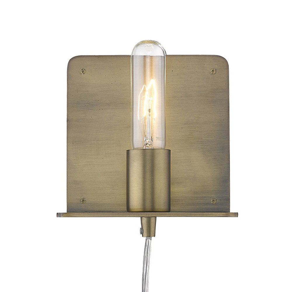 Petite Dull Gold Shelf Wall Light on a white background