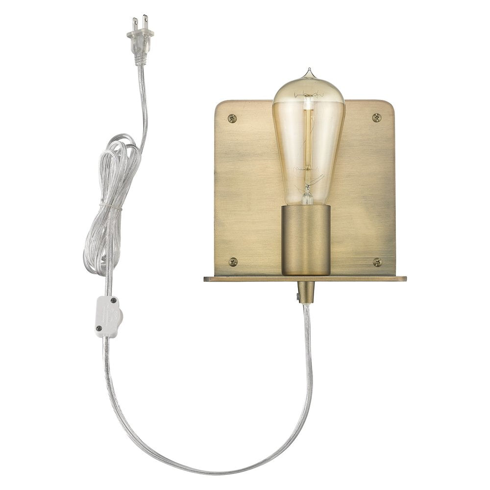 Petite Dull Gold Shelf Wall Light on a white background