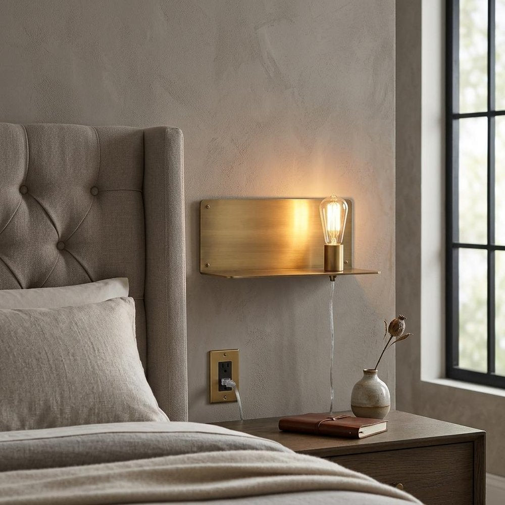 Dull Gold Shelf Wall Light