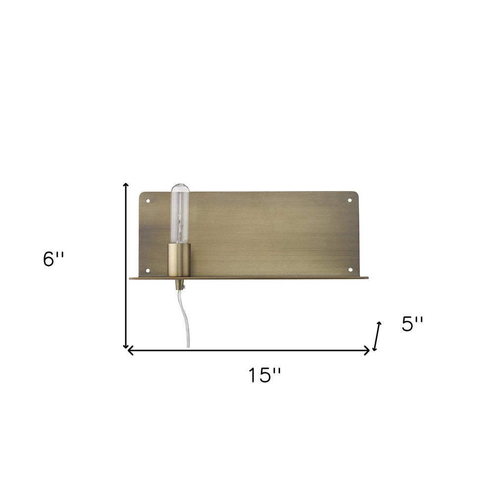 XL Dull Gold Shelf Wall Light on a white background