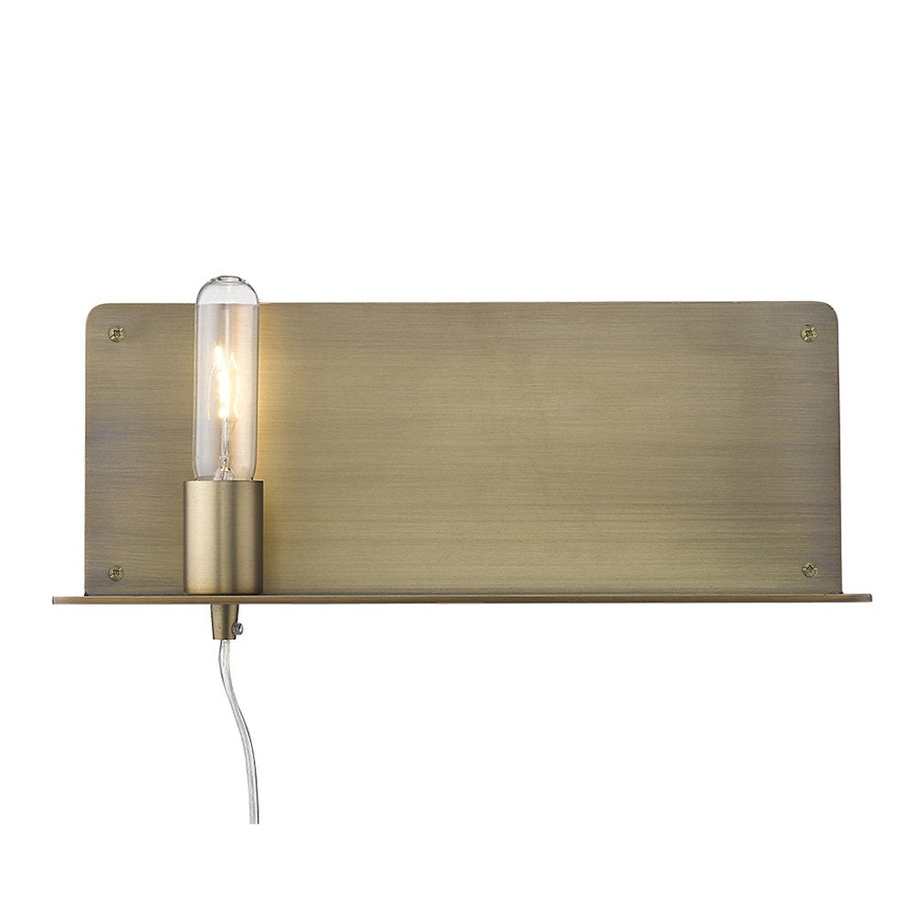 XL Dull Gold Shelf Wall Light on a white background