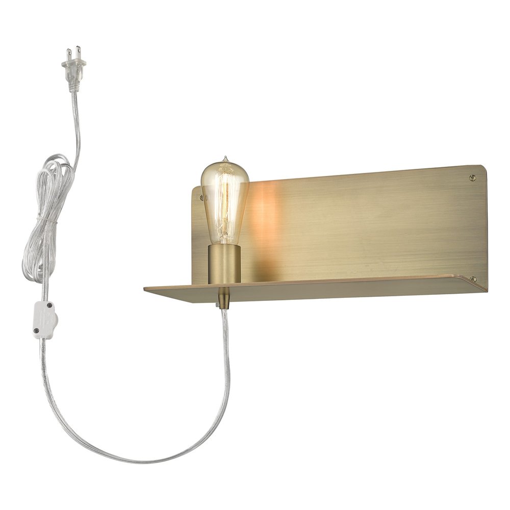 XL Dull Gold Shelf Wall Light on a white background