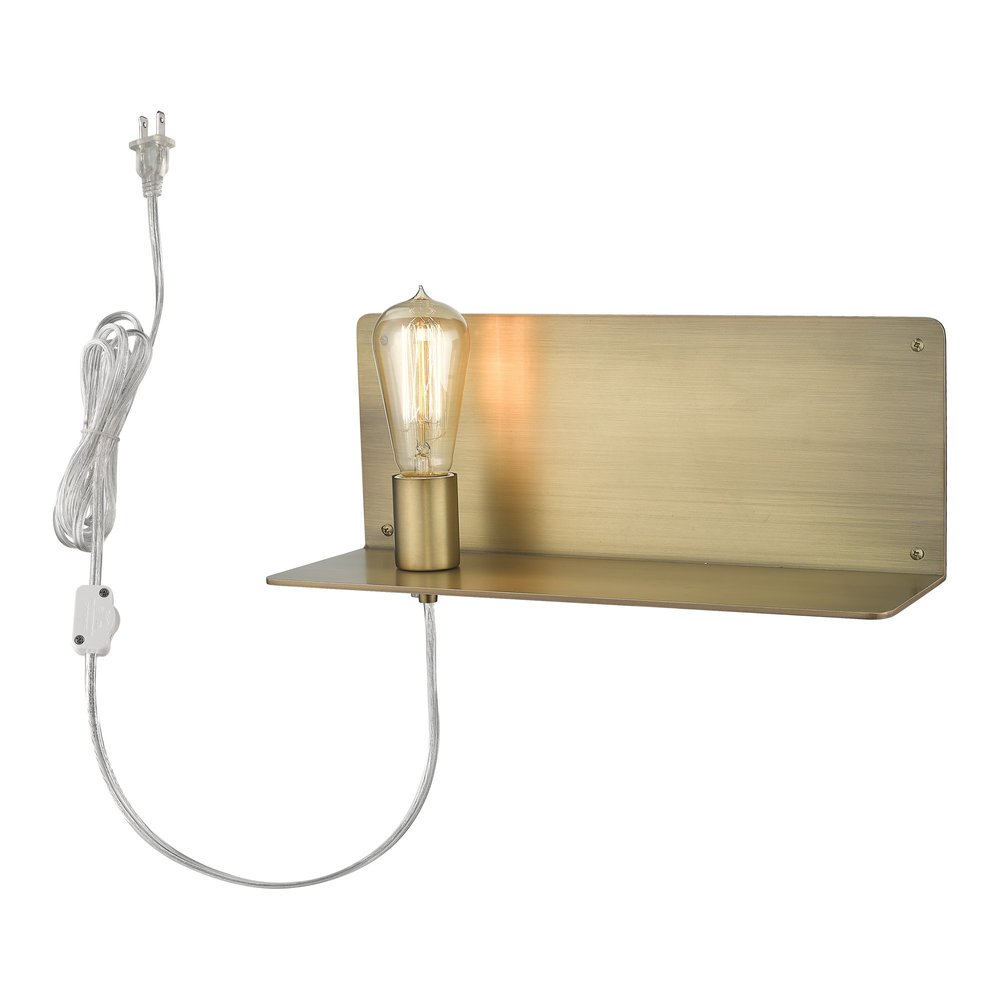 XL Dull Gold Shelf Wall Light on a white background